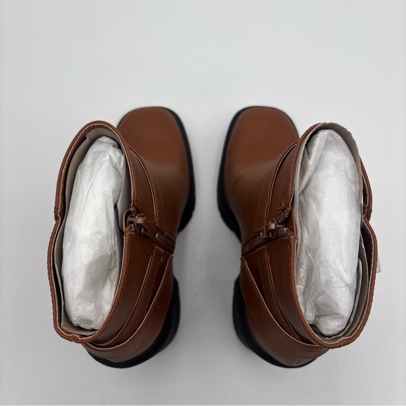 Aldo Tan Ankle Boots with Black Chunky Heel